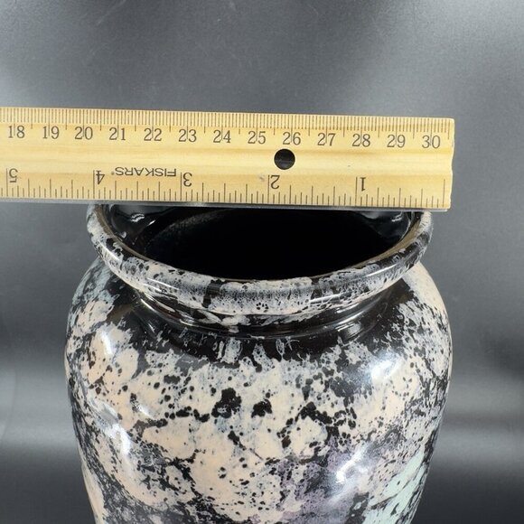 Harris Potteries Chicago Vase Splatter Black Multicolor Glaze Rare Glaze 11inch - Picture 4 of 15